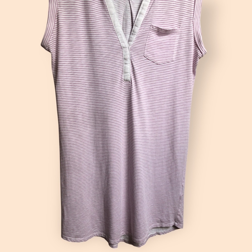 Carve Designs Organic Cotton Lavender Striped Sleeveless T-shirt Dress Women’s M - Picture 3 of 11